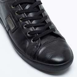 Pre Owned Dolce & Gabbana Black Leather Low-Top Sneakers Size 44
