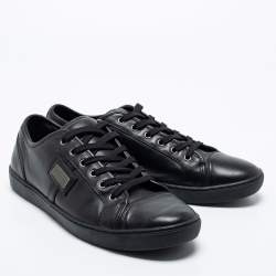 Pre Owned Dolce & Gabbana Black Leather Low-Top Sneakers Size 44