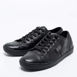 Pre Owned Dolce & Gabbana Black Leather Low-Top Sneakers Size 44