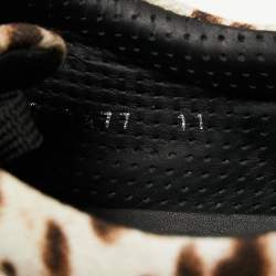 Dolce and Gabbana Brown Leopard Print Canvas Sneakers Size 45