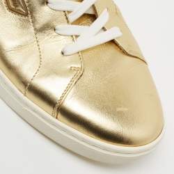 Dolce & Gabbana Metallic Gold Leather High Top Sneakers  Size 45