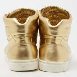 Dolce & Gabbana Metallic Gold Leather High Top Sneakers  Size 45