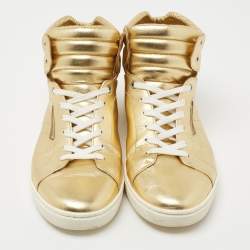 Dolce & Gabbana Metallic Gold Leather High Top Sneakers  Size 45