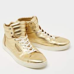 Dolce & Gabbana Metallic Gold Leather High Top Sneakers  Size 45