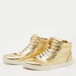 Dolce & Gabbana Metallic Gold Leather High Top Sneakers  Size 45