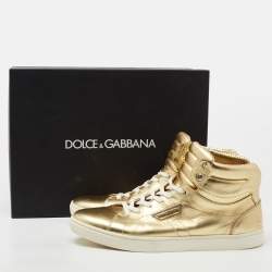 Dolce & Gabbana Metallic Gold Leather High Top Sneakers  Size 45