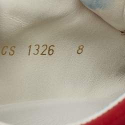 مملوكة مسبقًا Dolce & Gabbana Red Leather Cap Toe Lace Up Sneakers Size 42 