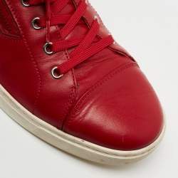 مملوكة مسبقًا Dolce & Gabbana Red Leather Cap Toe Lace Up Sneakers Size 42 