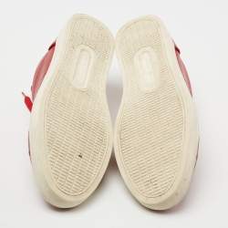 مملوكة مسبقًا Dolce & Gabbana Red Leather Cap Toe Lace Up Sneakers Size 42 