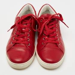 مملوكة مسبقًا Dolce & Gabbana Red Leather Cap Toe Lace Up Sneakers Size 42 