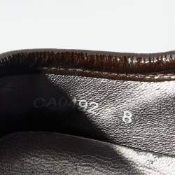 Pre Owned Dolce & Gabbana Dark Brown Suede And Patent Leather Logo Plague Low Top Sneakers Size 42