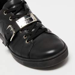 Pre Owned Dolce & Gabbana Black Leather Lace Up  Sneakers Size 42