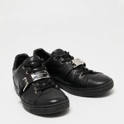 Pre Owned Dolce & Gabbana Black Leather Lace Up  Sneakers Size 42