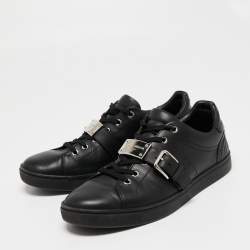 Pre Owned Dolce & Gabbana Black Leather Lace Up  Sneakers Size 42