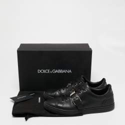 Pre Owned Dolce & Gabbana Black Leather Lace Up  Sneakers Size 42