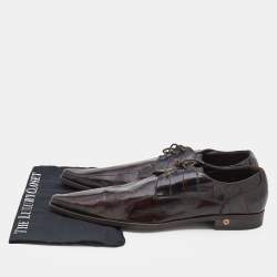 Dolce & Gabbana Black/Brown Eel Leather Pointed Toe Lace Up Derby Size 45