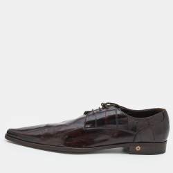 Dolce & Gabbana Black/Brown Eel Leather Pointed Toe Lace Up Derby Size 45