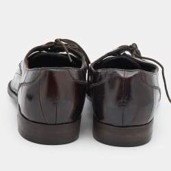 Dolce & Gabbana Black/Brown Eel Leather Pointed Toe Lace Up Derby Size 45
