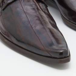 Dolce & Gabbana Black/Brown Eel Leather Pointed Toe Lace Up Derby Size 45