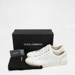 Pre Owned Dolce & Gabbana White Leather Low Top Sneakers Size 45