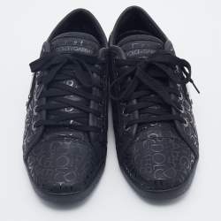 Dolce & Gabbana Black Leather Logo Low Top Sneakers Size 42