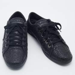 Dolce & Gabbana Black Leather Logo Low Top Sneakers Size 42
