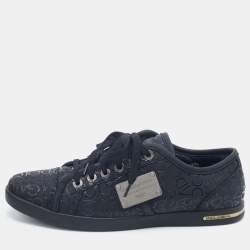 Dolce & Gabbana Black Leather Logo Low Top Sneakers Size 42