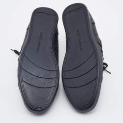 Dolce & Gabbana Black Leather Logo Low Top Sneakers Size 42