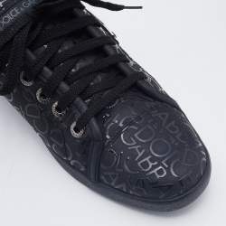 Dolce & Gabbana Black Leather Logo Low Top Sneakers Size 42