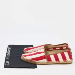 Pre Owned Dolce & Gabbana Red/White Stripe Canvas Slip On Espadrilles Size 42