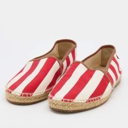 Pre Owned Dolce & Gabbana Red/White Stripe Canvas Slip On Espadrilles Size 42