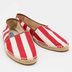 Pre Owned Dolce & Gabbana Red/White Stripe Canvas Slip On Espadrilles Size 42