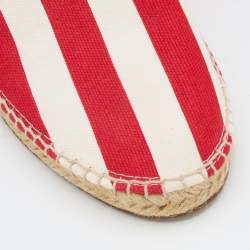 Pre Owned Dolce & Gabbana Red/White Stripe Canvas Slip On Espadrilles Size 42