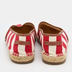 Pre Owned Dolce & Gabbana Red/White Stripe Canvas Slip On Espadrilles Size 42
