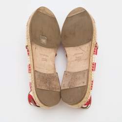 Pre Owned Dolce & Gabbana Red/White Stripe Canvas Slip On Espadrilles Size 42