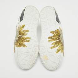 مملوكة مسبقًا Dolce & Gabbana White Leather Amore Est Vitae Print Low Top Sneakers Size 43
