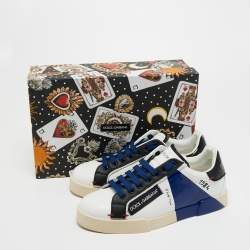 مملوكة مسبقًا Dolce & Gabbana Multicolor Patent and Leather Portofino Lace Up Sneakers Size 41