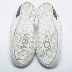 مملوكة مسبقًا Dolce & Gabbana White Leather Logo Detail Low Top Sneakers Size 44