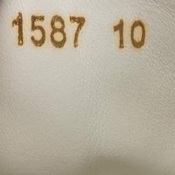 مملوكة مسبقًا Dolce & Gabbana White Leather Logo Detail Low Top Sneakers Size 44