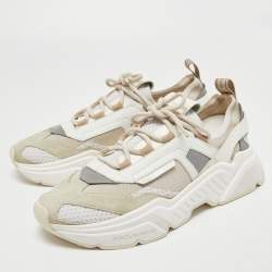 Dolce & Gabbana Multicolor Knit Fabric, Suede and Leather Daymaster Sneakers Size 45  