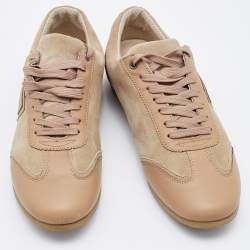 Dolce & Gabbana Beige/Brown Leather and Suede Low Top Sneakers Size 41