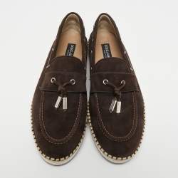 Dolce & Gabbana Brown Suede Slip On Loafers Size 45 