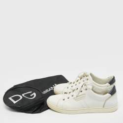 Dolce & Gabbana White Textured Leather Low Top Sneakers Size 42