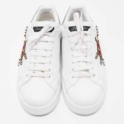 Dolce & Gabbana White Leather Portofino Low Top Sneakers Size 44.5