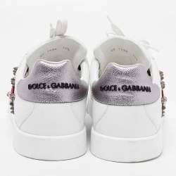 Dolce & Gabbana White Leather Portofino Low Top Sneakers Size 44.5