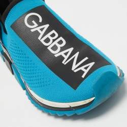 Pre Owned Dolce & Gabbana Light Blue Knit Fabric Sorrento Sneakers Size 41