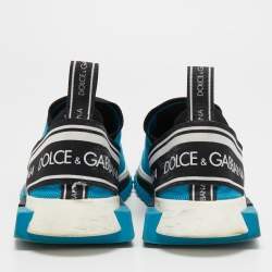 Pre Owned Dolce & Gabbana Light Blue Knit Fabric Sorrento Sneakers Size 41