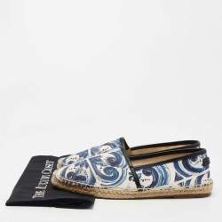 Dolce & Gabbana Blue/White Maiolica Print Canvas Slip On Espadrilles Size 41