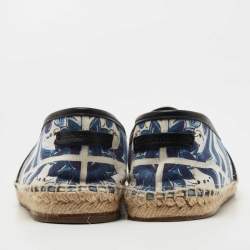Dolce & Gabbana Blue/White Maiolica Print Canvas Slip On Espadrilles Size 41