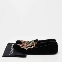 Pre Owned Dolce & Gabbana Black Velvet Embroidered Smoking Slippers Size 41